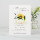 ひまわりリトルフローラカボチャ赤ちゃんシャワー招待状 サンキューカード (スタンド正面)