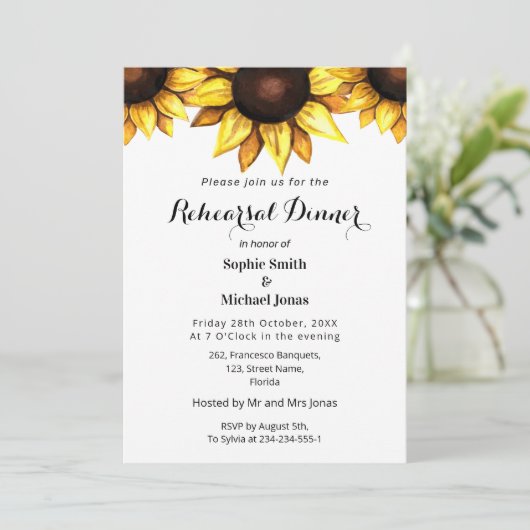 ひまわりリハーサルディナーイエローホワイトフローラ 招待状 (スタンド正面)