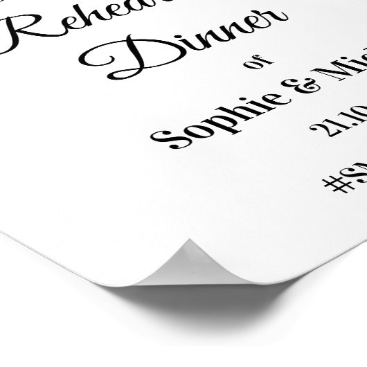 ひまわりリハーサル結婚ディナーズホワイトイエロー ポスター (角)