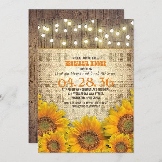 ひまわりリハ素朴ーサルディナー招待状 招待状 (正面/裏面)