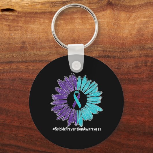 ひまわりリボン自殺防止認識度 キーホルダー (正面)