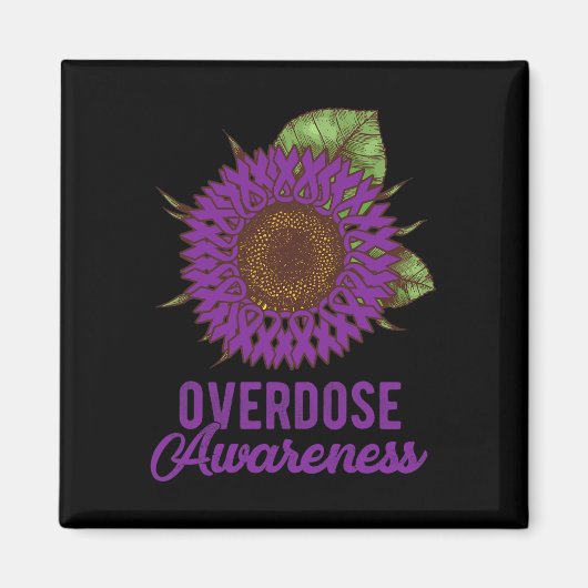 ひまわりリボン過剰摂取の認識サポーター マグネット (正面)