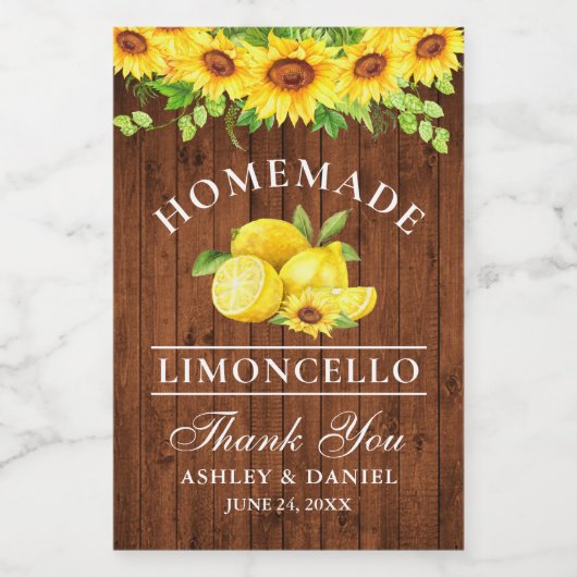 ひまわりリモンチェロウッドミニボトルラベル ワインラベル (シングルラベル)