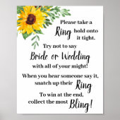 ひまわりリングや輪を付けるシャワーゲームサイン ポスター (正面)