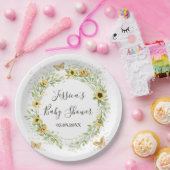 ひまわりリースかわいい蝶と赤ちゃんシャワー ペーパープレート (パーティー)