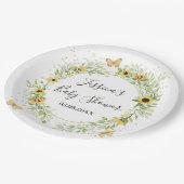 ひまわりリースかわいい蝶と赤ちゃんシャワー ペーパープレート (アングル)