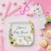 ひまわりリースゾウ赤ちゃんシャワー ペーパープレート (パーティー)