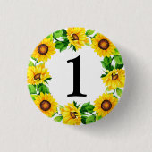 ひまわりリースベビーガール誕生日カスタム番号 缶バッジ (正面)