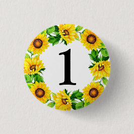 ひまわりリースベビーガール誕生日カスタム番号 缶バッジ