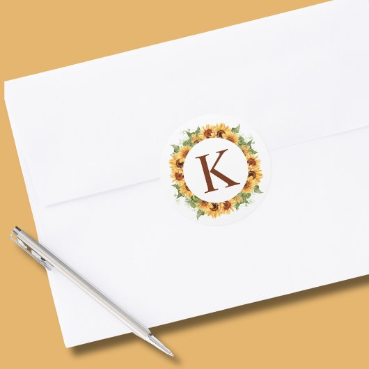 ひまわりリースモノグラム ラウンドシール