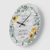 ひまわりリース結婚の記念日の大時計 ラージ壁時計 (傾斜)