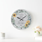 ひまわりリース結婚の記念日の大時計 ラージ壁時計 (ホーム)
