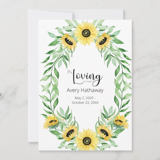 ひまわりリース葬儀記念物 招待状 (正面)