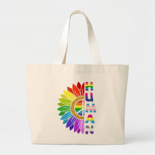 ひまわりレインボーカラー LGBTQ プライド ラージトートバッグ