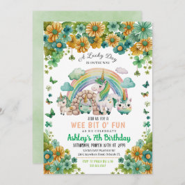 ひまわりレインボーユニコーンセントパトリック誕生日 招待状