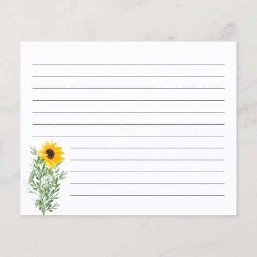 ひまわりレシピカードブライダルシャワー (裏面)