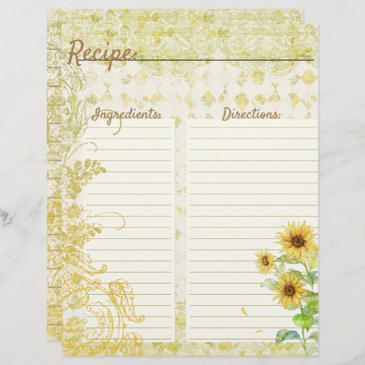 ひまわりレシピカード (正面/裏面)