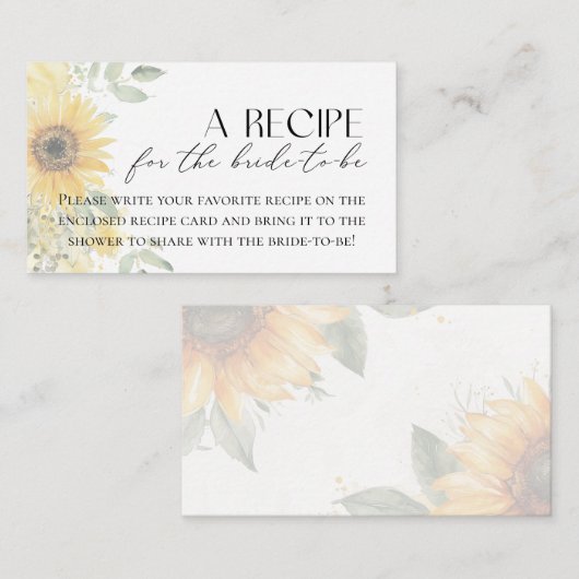 ひまわりレシピ花嫁の為 エンクロージャーカード (正面/裏面)