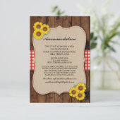 ひまわりレッドアコモデーションバーラップウェディングカード エンクロージャーカード (スタンド正面)