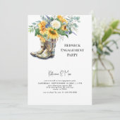 ひまわりレッドネックブーツホワイト婚約パーティ 招待状 (スタンド正面)