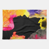 ひまわりレディーシルエット水彩画 キッチンタオル (横)