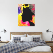 ひまわりレディーシルエット水彩画 キャンバスプリント (インサイチュ (寝室))