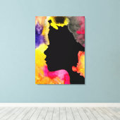 ひまわりレディーシルエット水彩画 キャンバスプリント (インサイチュ (ウッドフロア))