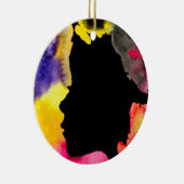 ひまわりレディーシルエット水彩画 セラミックオーナメント (右)