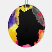 ひまわりレディーシルエット水彩画 セラミックオーナメント (左)