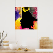 ひまわりレディーシルエット水彩画 ポスター (キッチン)