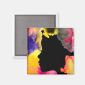 ひまわりレディーシルエット水彩画 マグネット (正面/裏面)