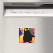 ひまわりレディーシルエット水彩画 マグネット (インサイチュ (食洗機))