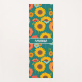 ひまわりレトロカラフルパーソナライズされた模様 ヨガマット (正面)