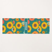 ひまわりレトロカラフルパーソナライズされた模様 ヨガマット (正面(横))