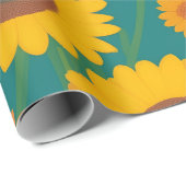 ひまわりレトロカラフルパーソナライズされた模様 ラッピングペーパー (ロールコーナー)