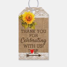 ひまわりレースとBurlapイメージの結婚式の引き出物 ギフトタグ