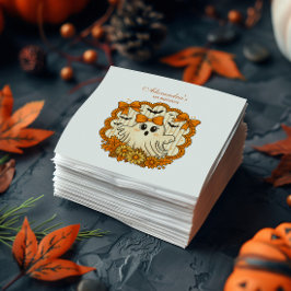 ひまわりレースの幽霊ハロウィン1歳の誕生日 スタンダードカクテルナプキン