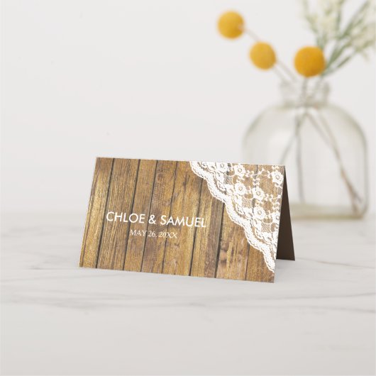 ひまわりレースウッド結婚フローラ プレイスカード (裏面)