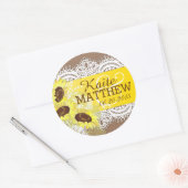 ひまわりレースバーラップ結婚のラベル ラウンドシール (封筒)