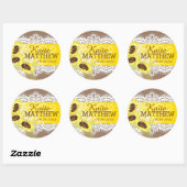 ひまわりレースバーラップ結婚のラベル ラウンドシール (シート)