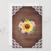 ひまわりレースピンクフローラ素朴ベビーシャワー 招待状 (裏面)