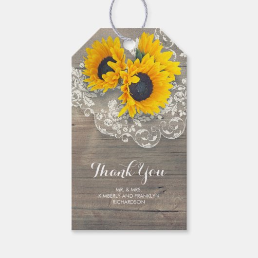 ひまわりレース素朴カントリーウッドスペシャル ギフトタグ (正面)