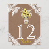 ひまわりレース素朴メイソン結婚のテーブルカード ポストカード (正面/裏面)