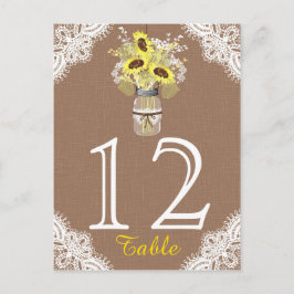 ひまわりレース素朴メイソン結婚のテーブルカード ポストカード