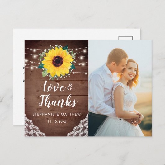 ひまわりレース結婚フローラの写真ありがとう ポストカード (正面/裏面)