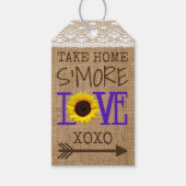 ひまわりレースBurlapパープル家の愛を取る ギフトタグ (正面)