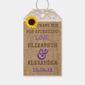 ひまわりレースBurlapパープル家の愛を取る ギフトタグ (裏面)