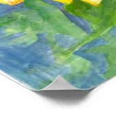 ひまわりロビンズエグブルーウォーター絵画カラー ポスター (角)