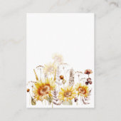 ひまわりワイルドフラワーモダンブライダルシャワーレジスト エンクロージャーカード (裏面)