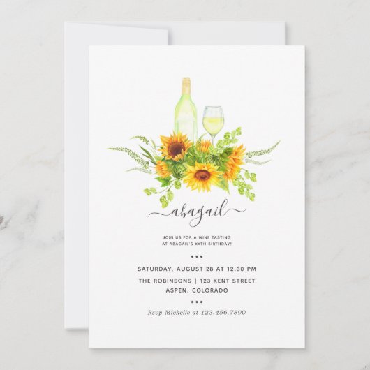 ひまわりワインテイスティングバースデーパーティー 招待状 (正面)